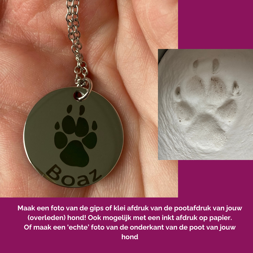 Ketting met pootafdruk van jouw hond gegraveerd