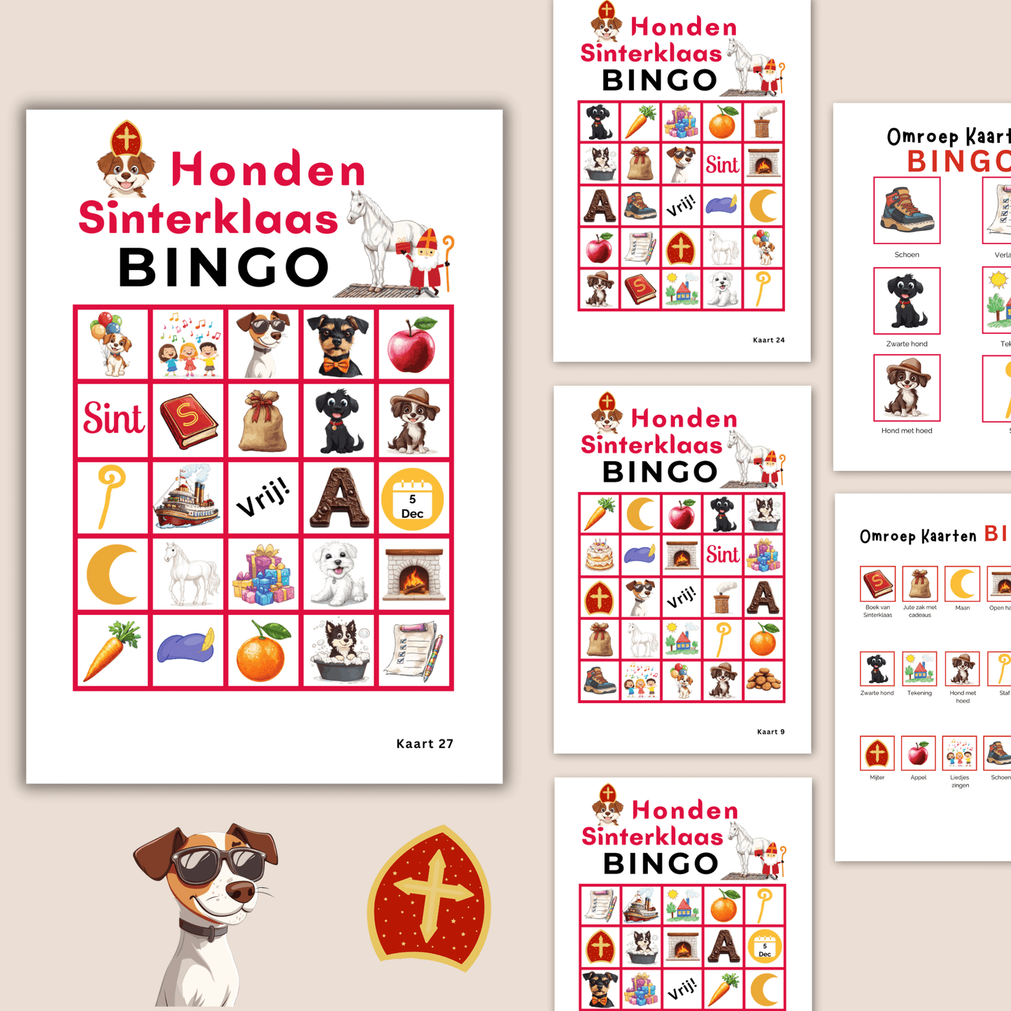 Honden Sinterklaas bingo: Sinterklaas spelletje voor hondenliefhebbers