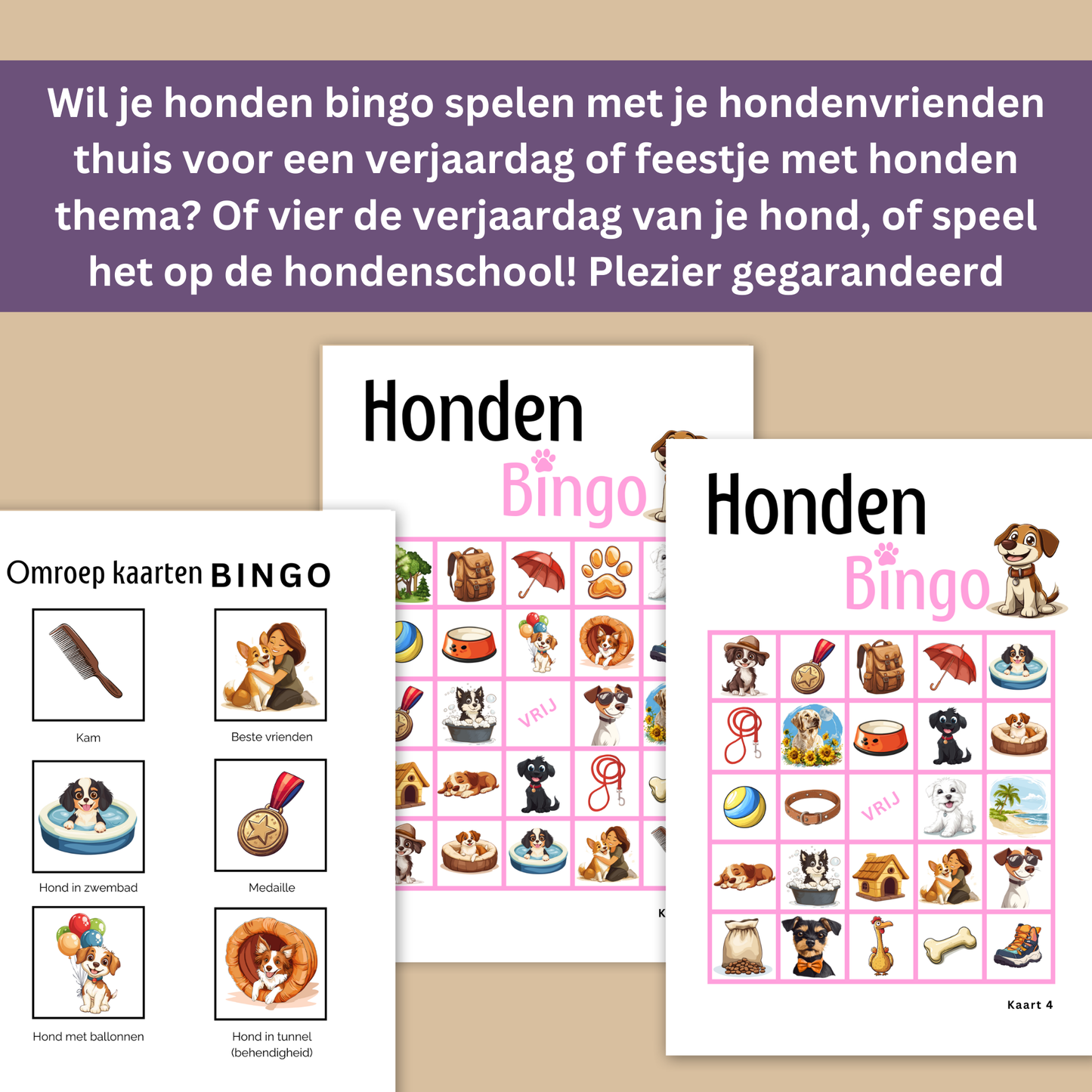 Honden spelletjes voor hondenliefhebber: honden online bingo roze