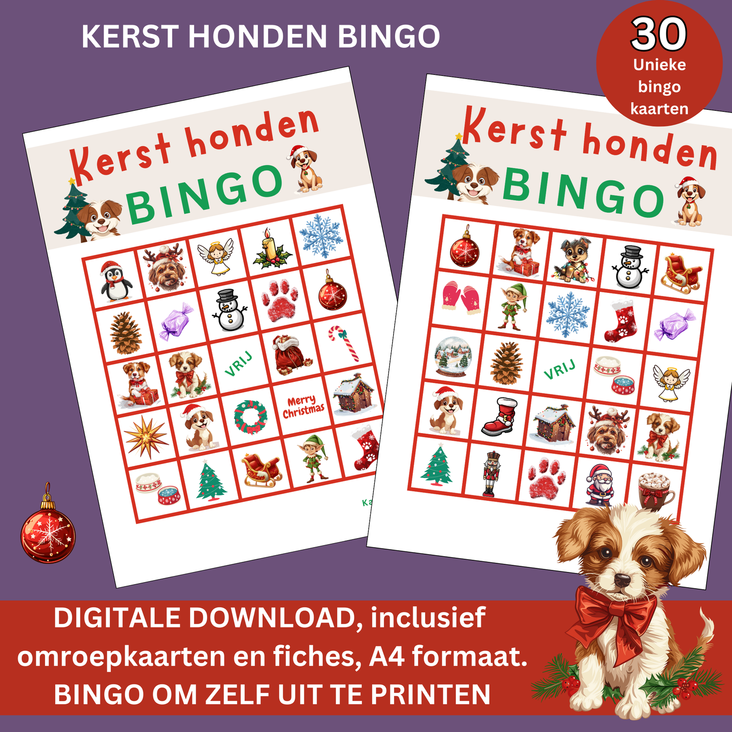 Kerst honden online bingo spel