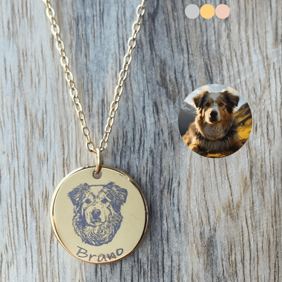 Ketting hond met foto van hond en naam gegraveerd (vanaf € 33,95)