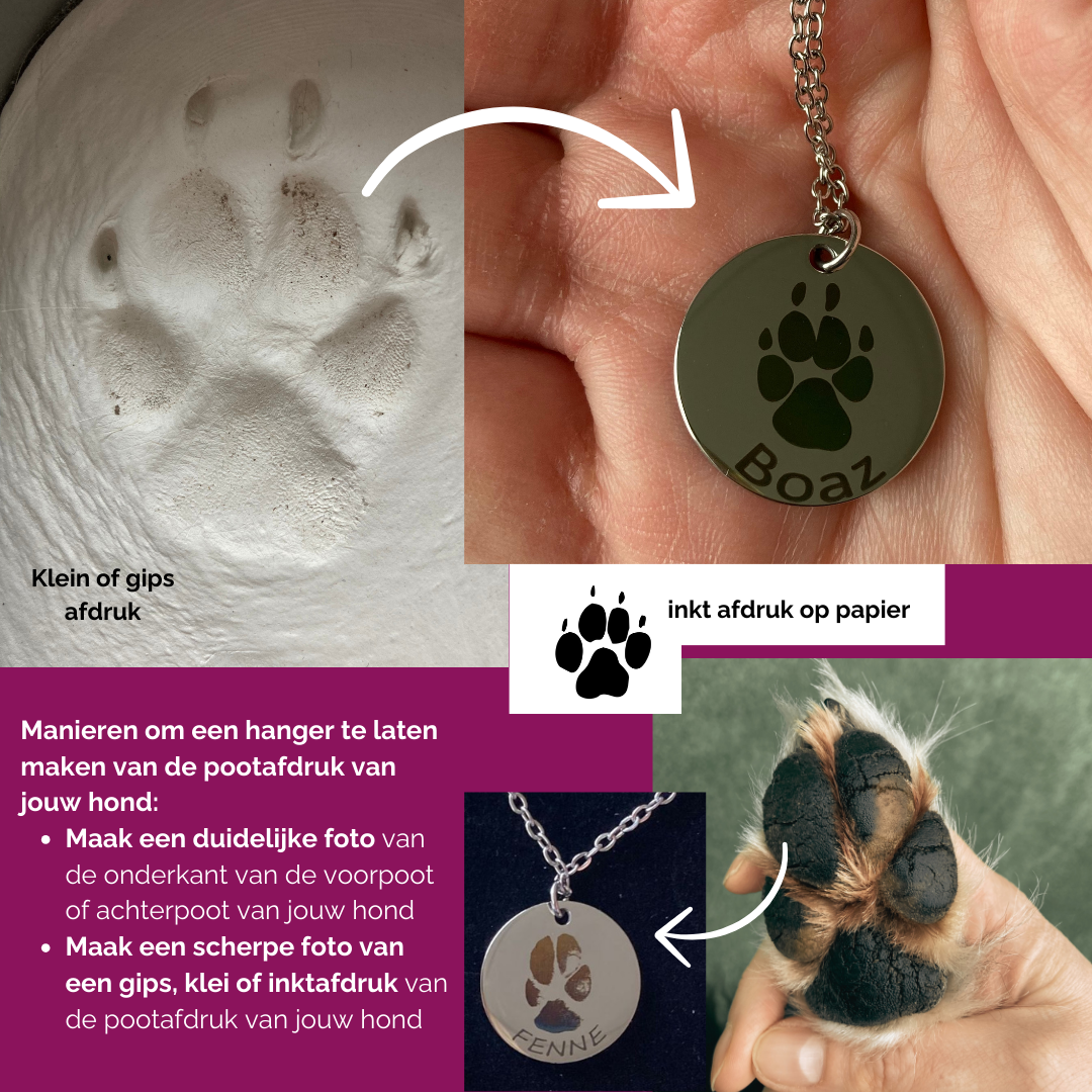 Ketting met pootafdruk van jouw hond gegraveerd