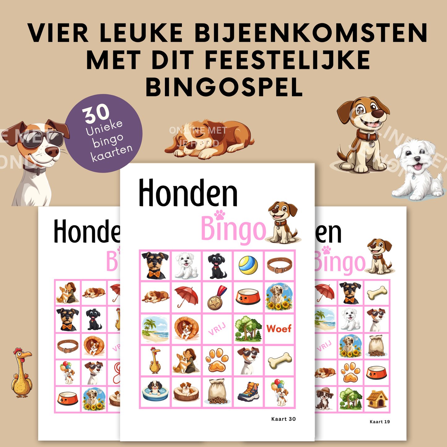 Honden spelletjes voor hondenliefhebber: honden online bingo roze