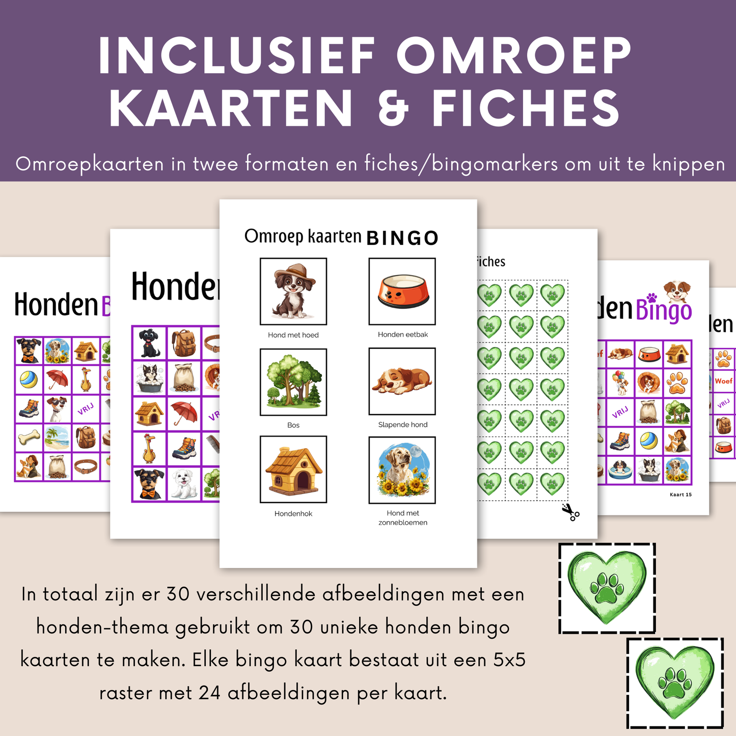 Honden bingo online bingo spel in de kleur paars