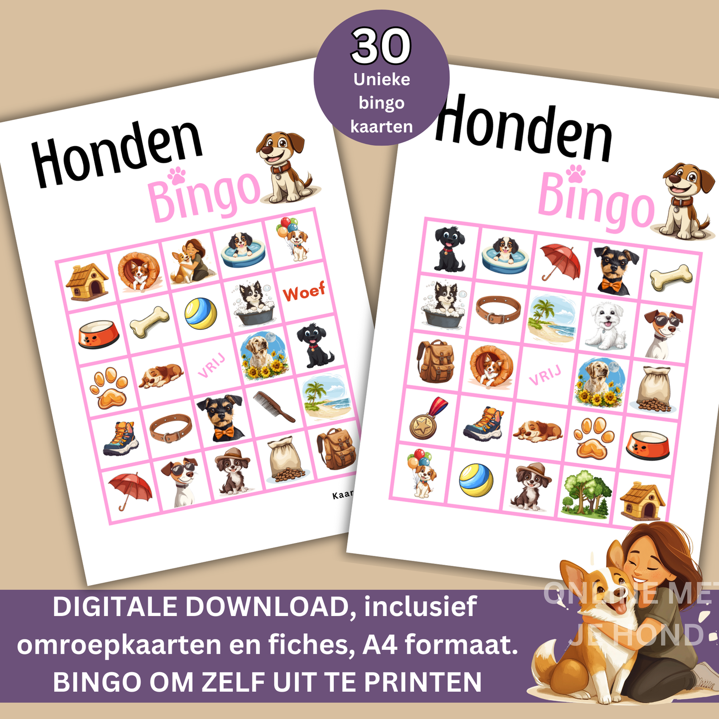 Honden spelletjes voor hondenliefhebber: honden online bingo roze
