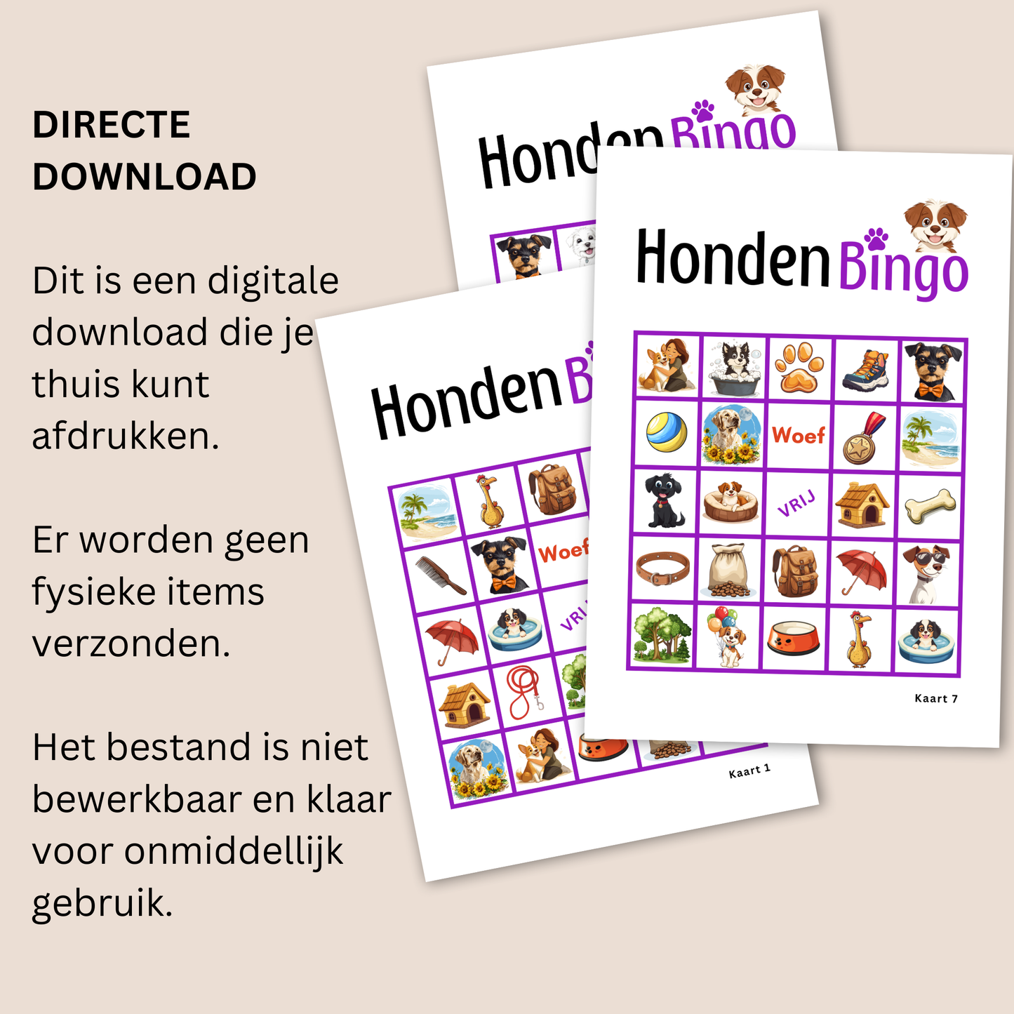 Honden bingo online bingo spel in de kleur paars