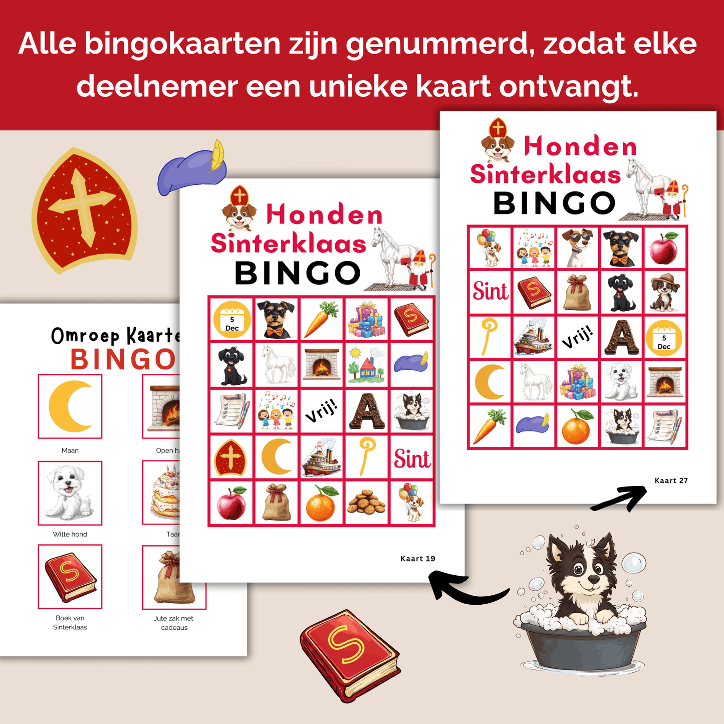 Honden Sinterklaas bingo: Sinterklaas spelletje voor hondenliefhebbers
