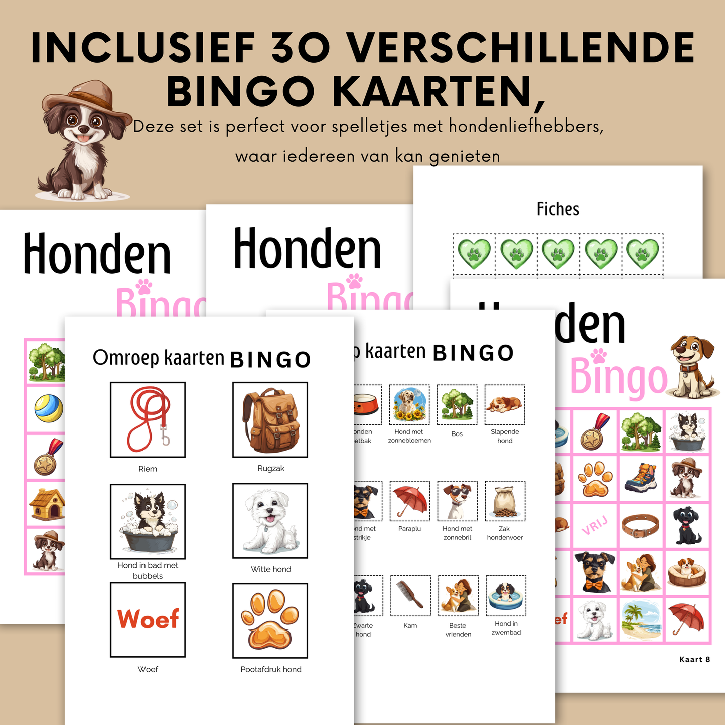 Honden spelletjes voor hondenliefhebber: honden online bingo roze
