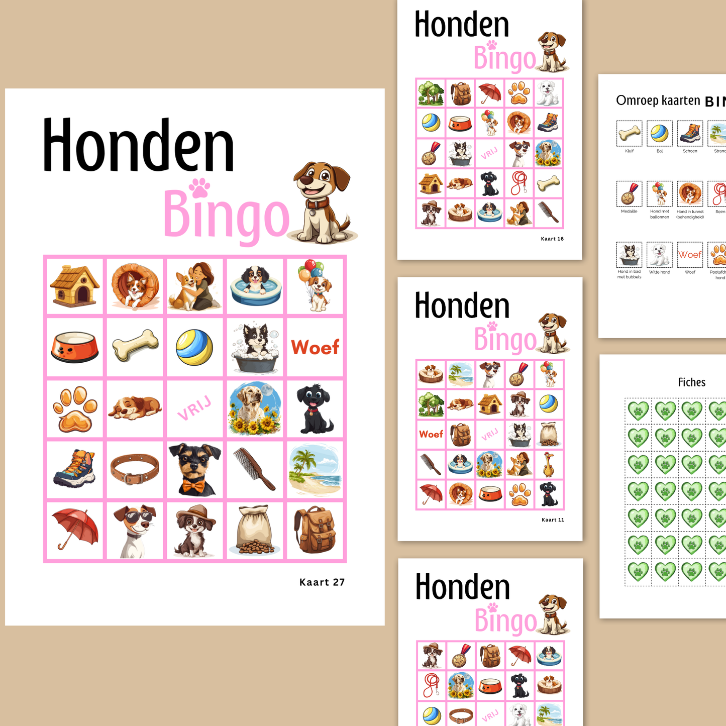 Honden spelletjes voor hondenliefhebber: honden online bingo roze