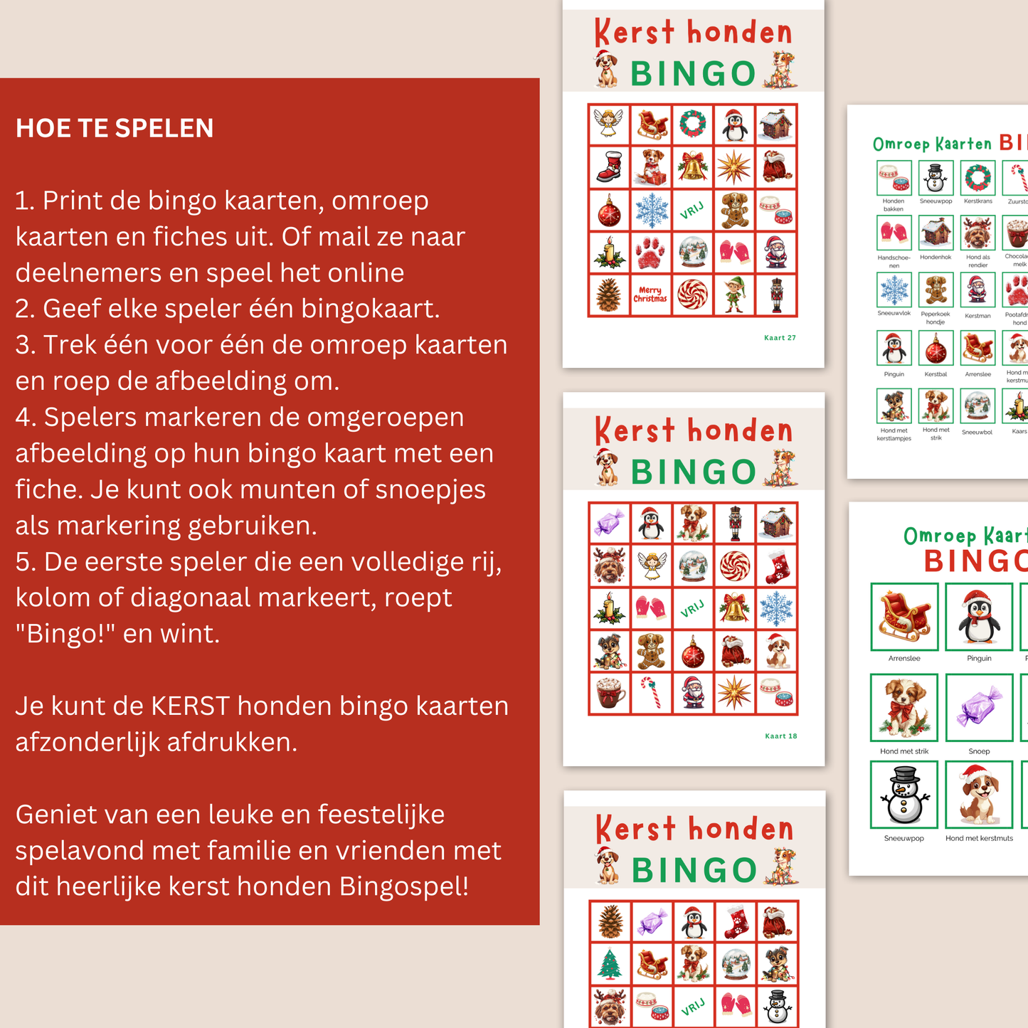 Kerst hond kerstbingo digitaal: perfect voor hondenliefhebbers