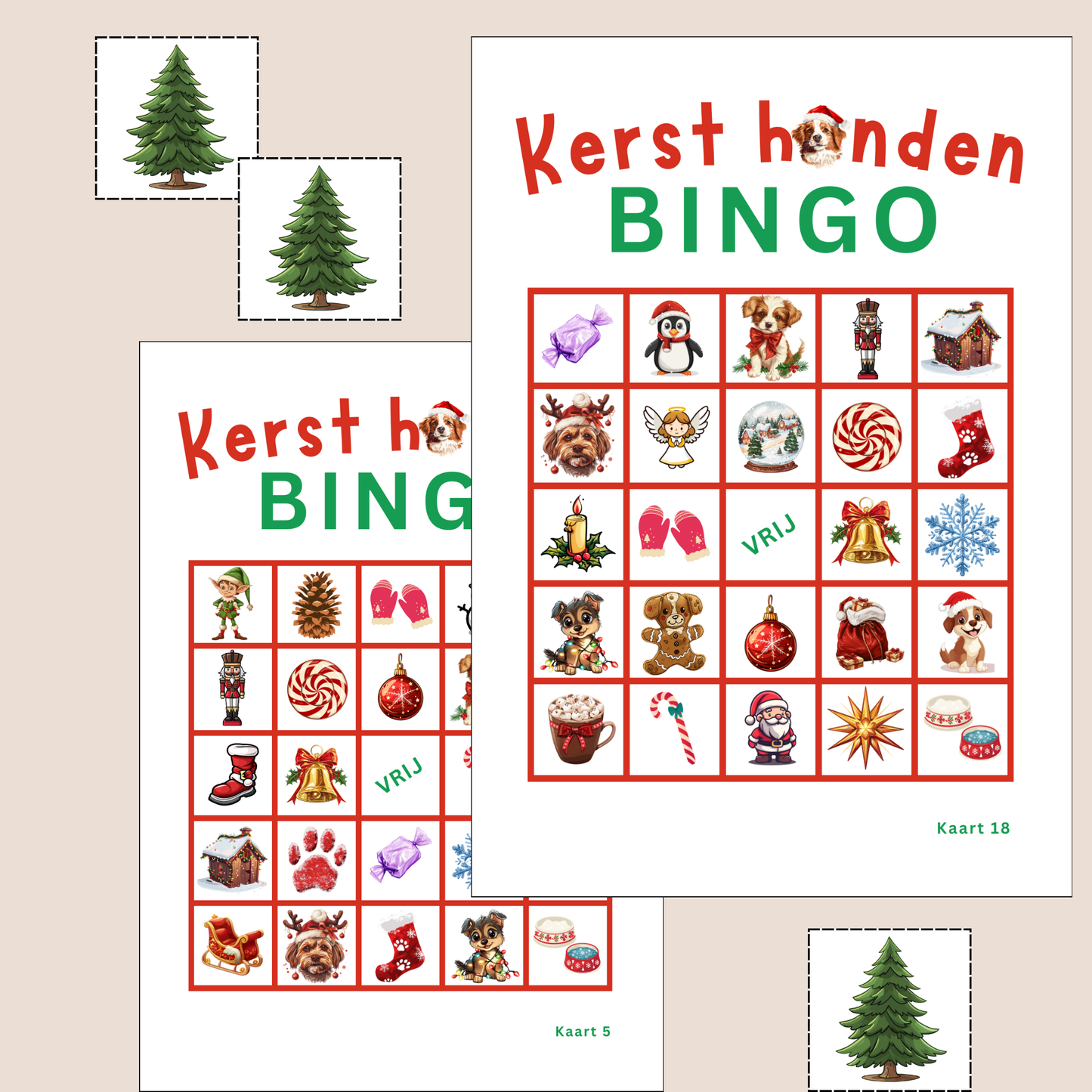 Kerst hond kerstmis bingo digitaal