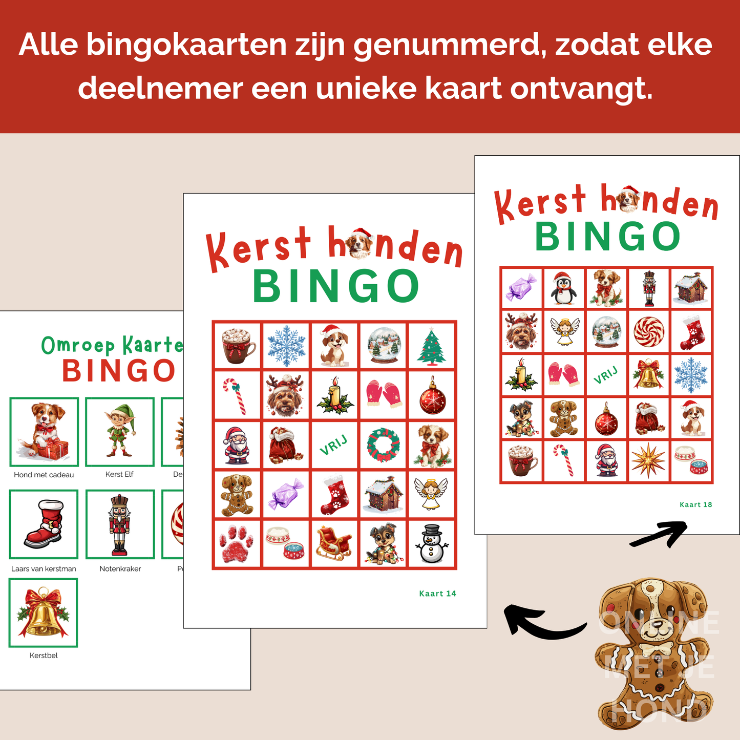 Kerst hond kerstmis bingo digitaal
