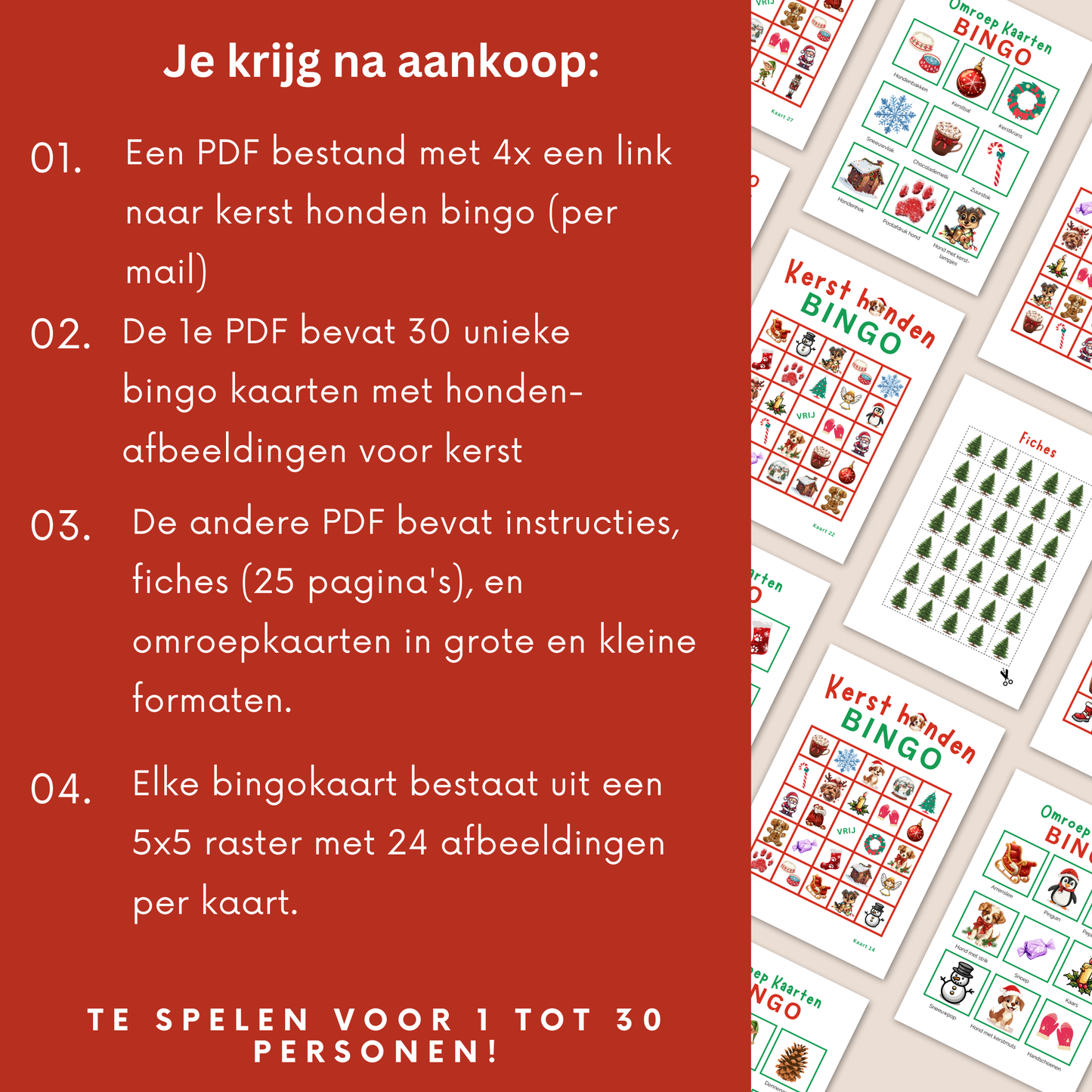 Kerst hond kerstmis bingo digitaal