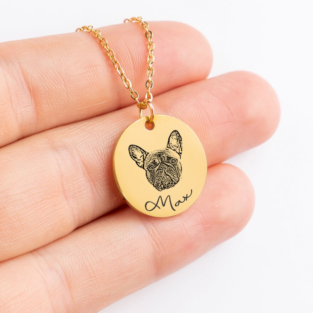 Ketting hond met foto van hond en naam gegraveerd (vanaf € 33,95)