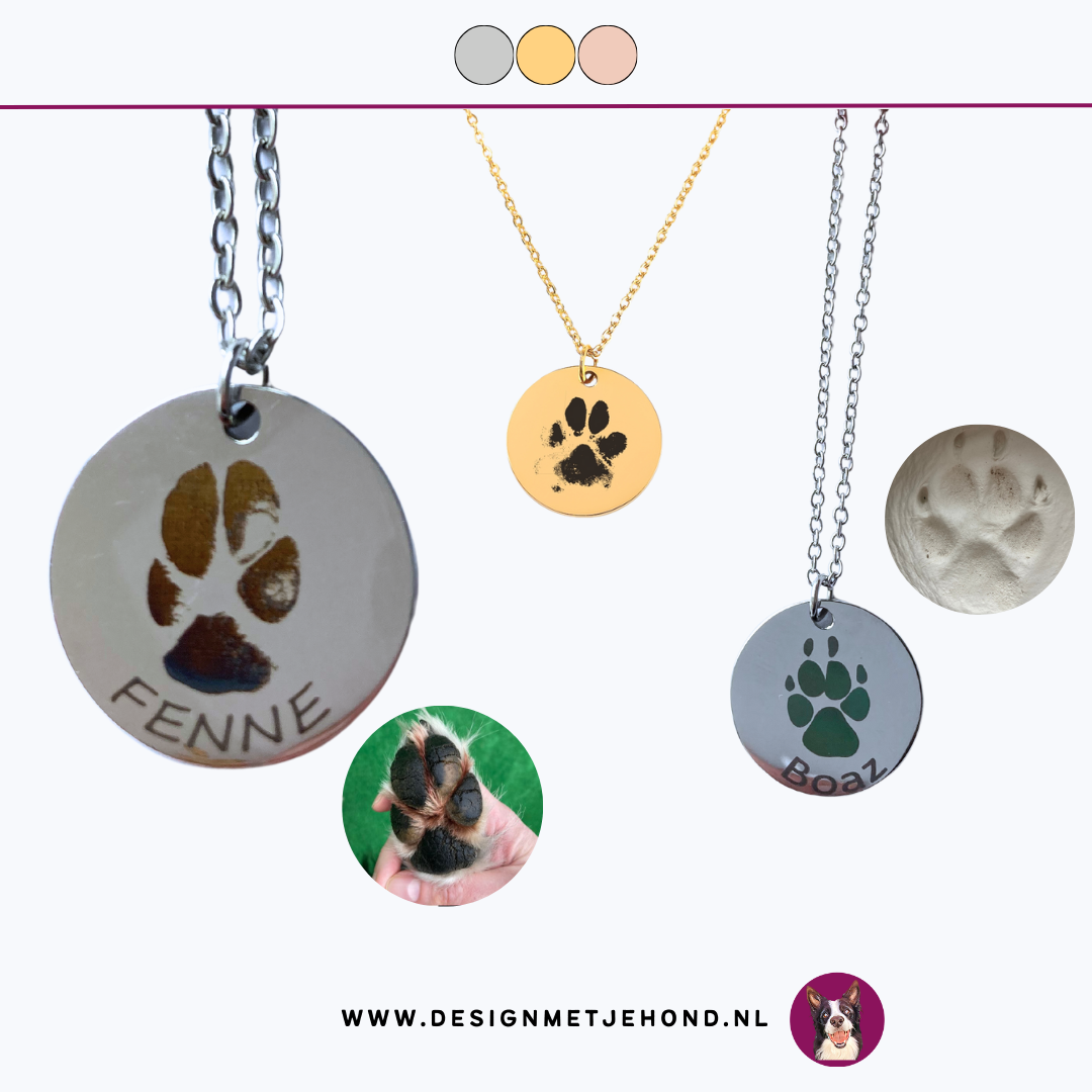 Ketting met pootafdruk van jouw hond gegraveerd