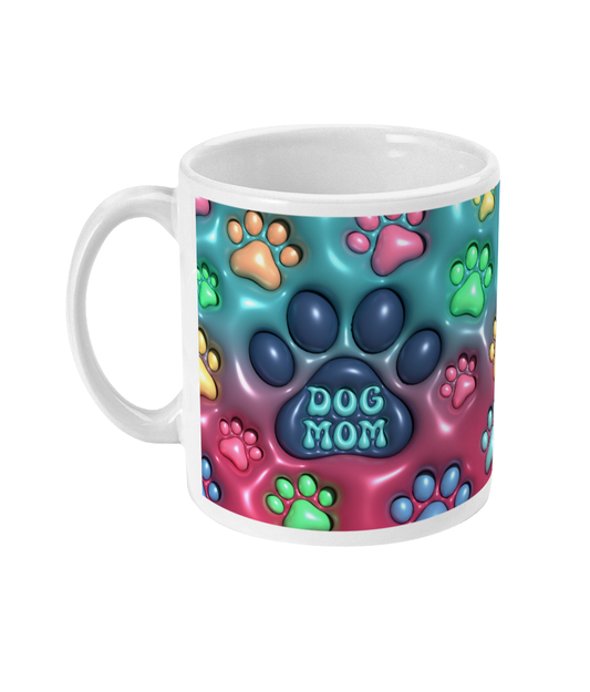 Honden mok voor hondenmama dog mom met hondenpootjes kleurrijk