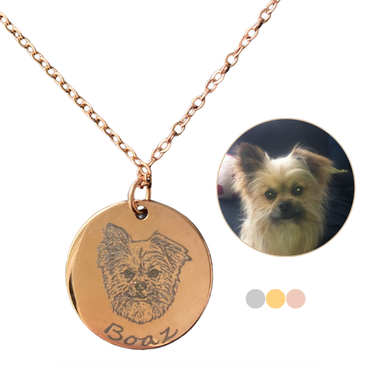 Ketting hond met foto van hond en naam gegraveerd