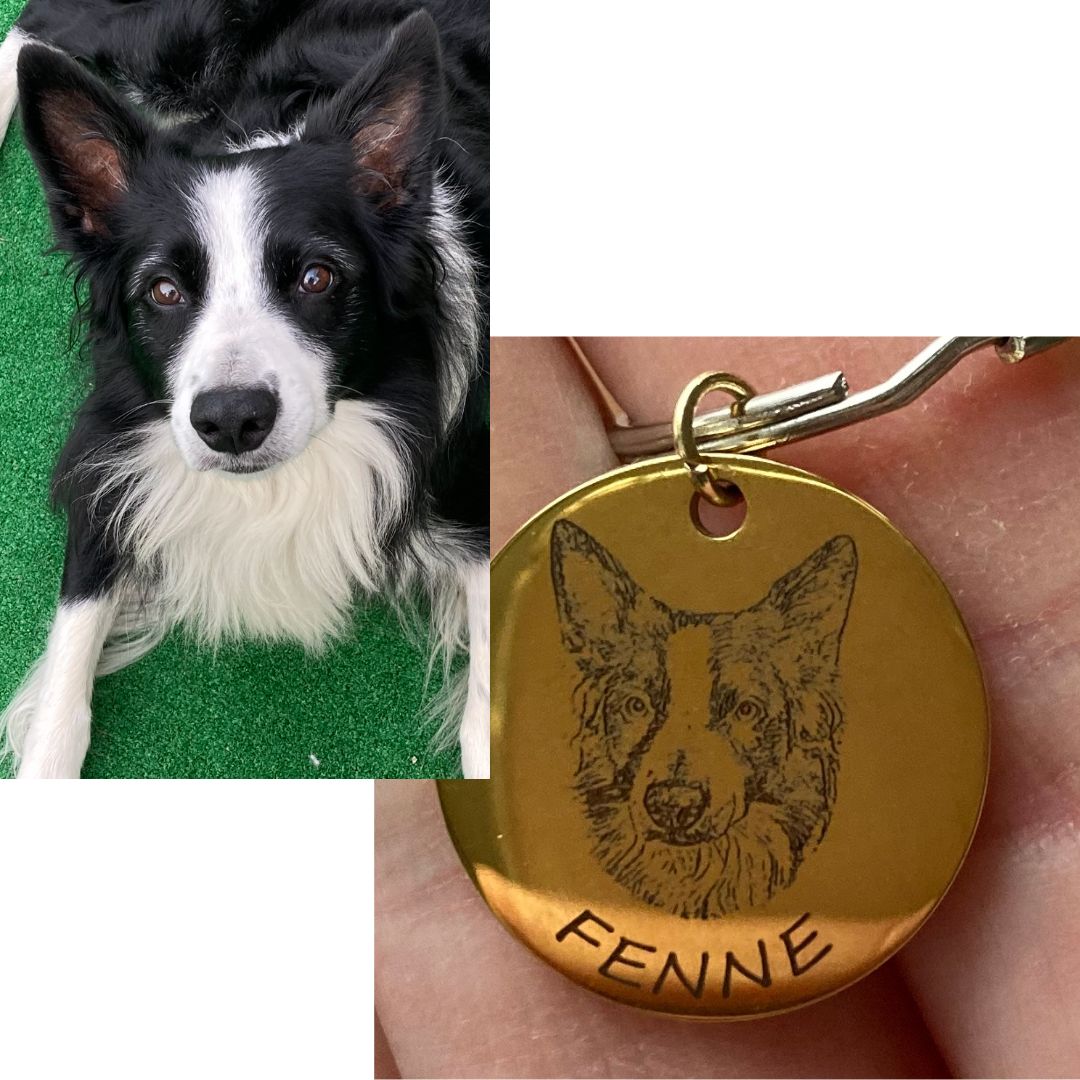 Ketting hond met foto van hond en naam gegraveerd