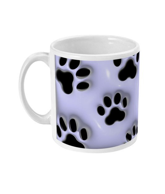 Mok hondenpootjes zwart wit 3D