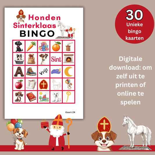 Honden Sinterklaas bingo: Sinterklaas spelletje voor hondenliefhebbers