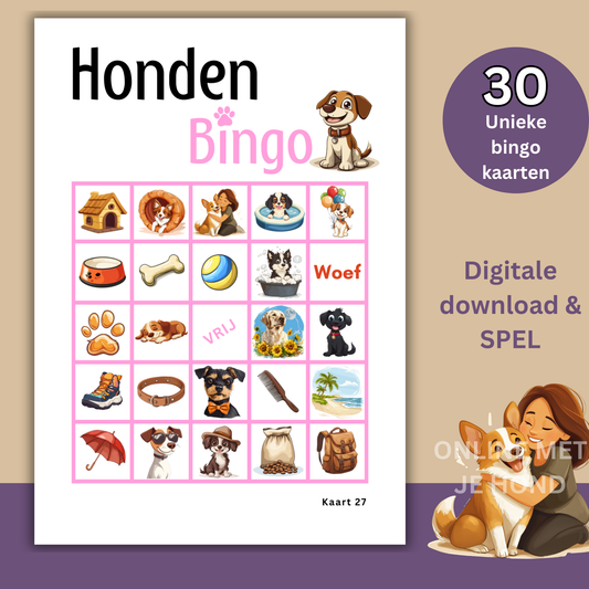 Honden spelletjes voor hondenliefhebber: honden online bingo roze