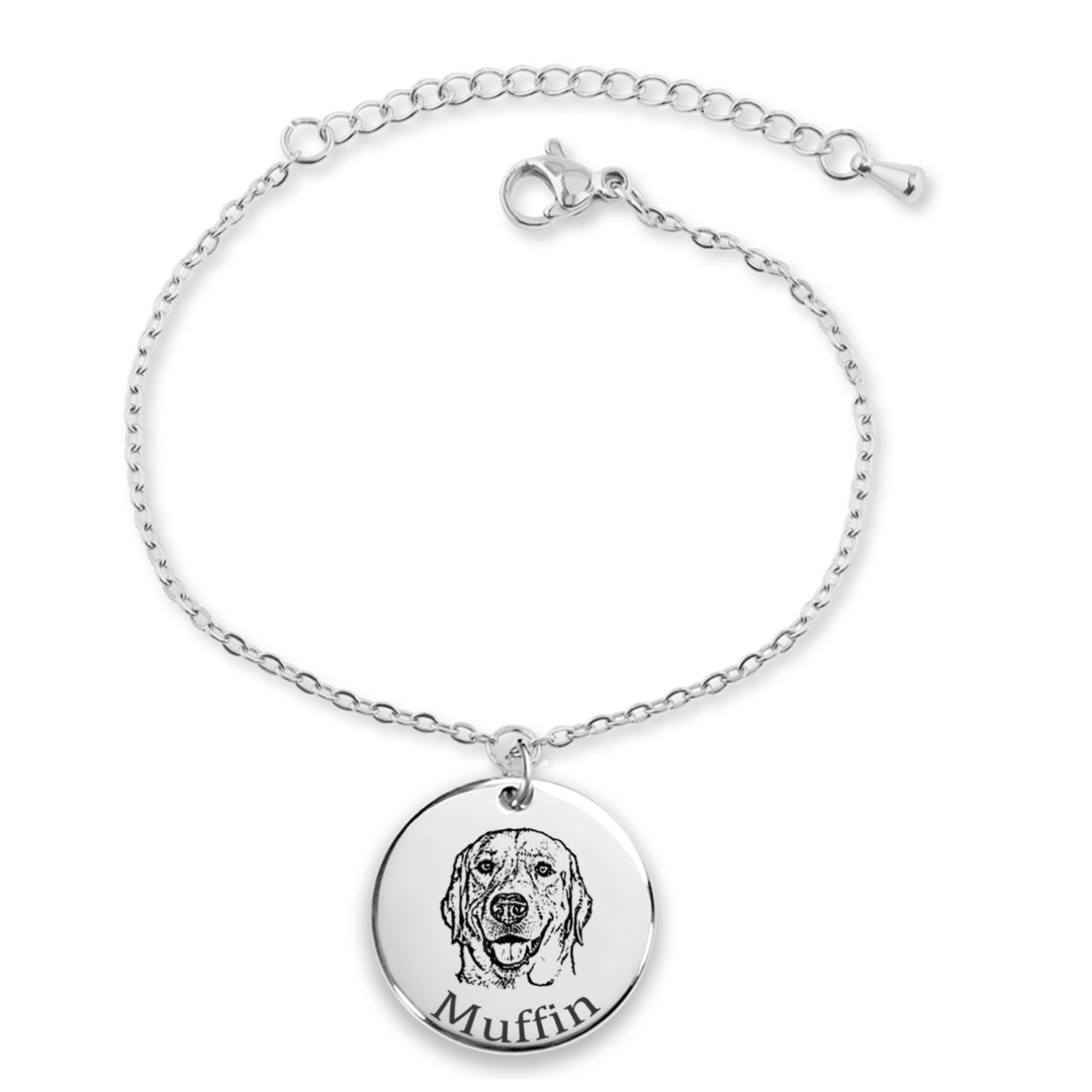 Armband hond met afbeelding en naam gegraveerd (vanaf € 33,95)