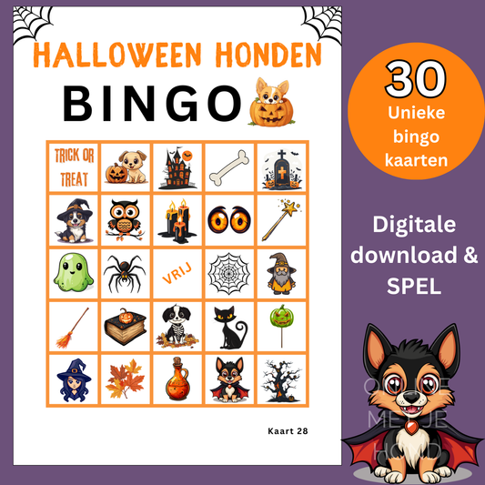 Hond Halloween bingo: online bingo spel voor hondenliefhebbers
