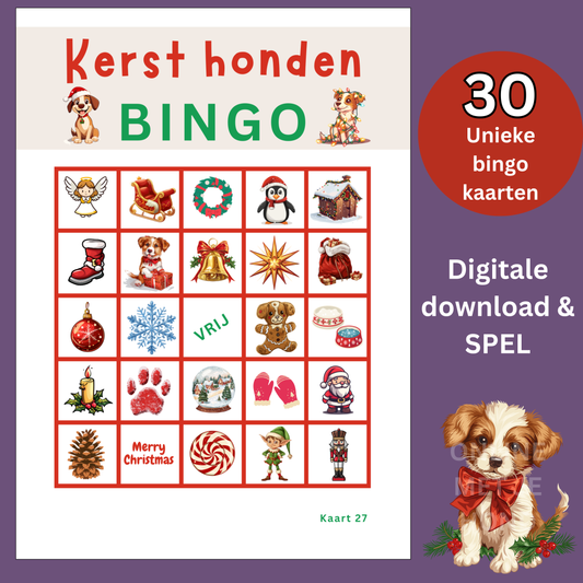 Kerst hond kerstbingo digitaal: perfect voor hondenliefhebbers