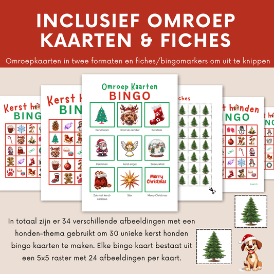 Kerst hond kerstmis bingo digitaal