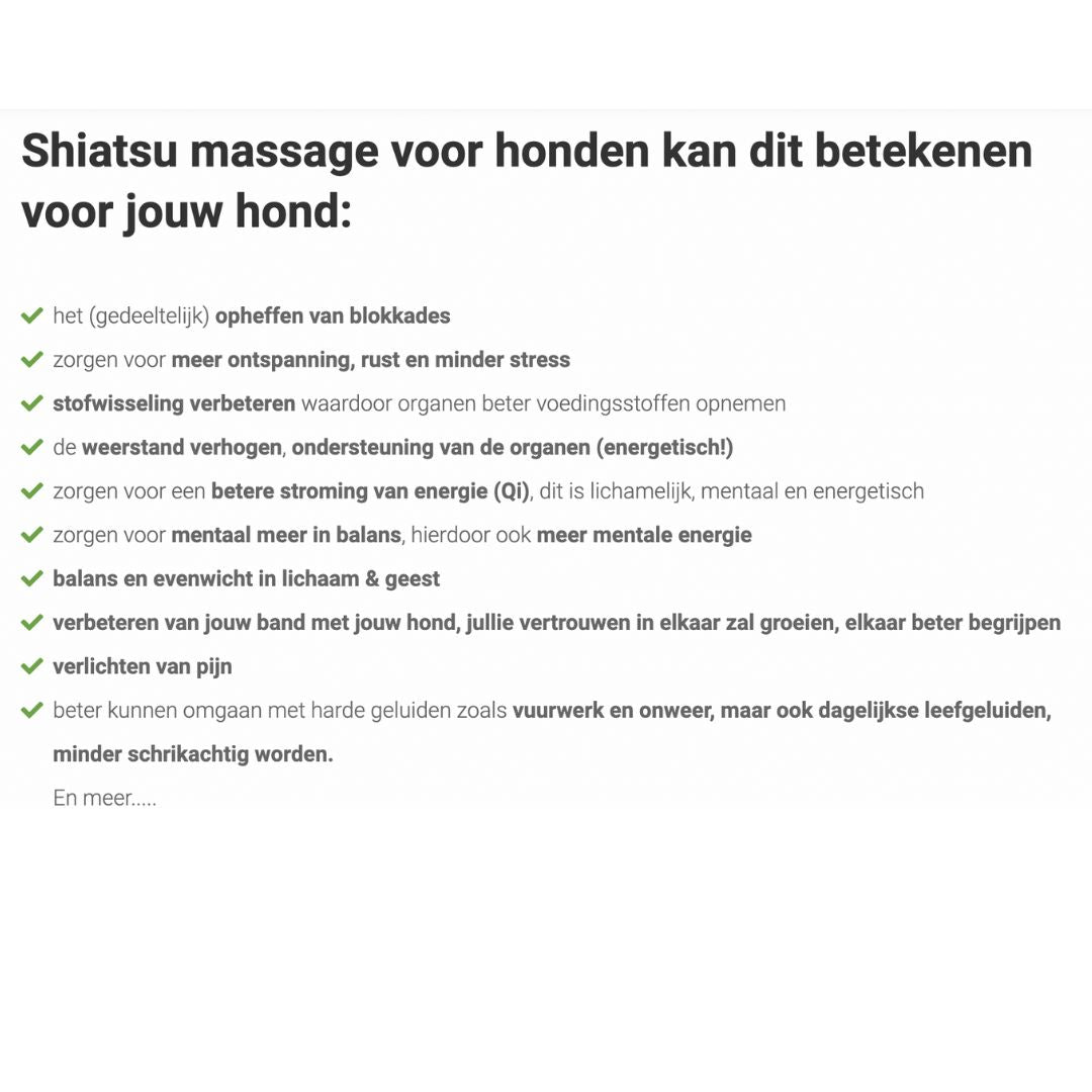 Online cursussen Shiatsu voor honden en honden massage